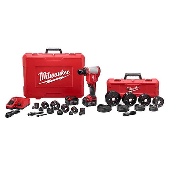 M18 18V Lithium-Ion 1/2 in. to 4 in. Force Logic High Capacity Cordless Knockout Tool Kit w/Die Set 3.0 Ah Batteries (2676-23) M18 18V Lithium-Ion 1/2 in. to 4 in. Force Logic High Capacity Cordless Knockout Tool Kit w/Die Set 3.0 Ah Batteries (2676-23)